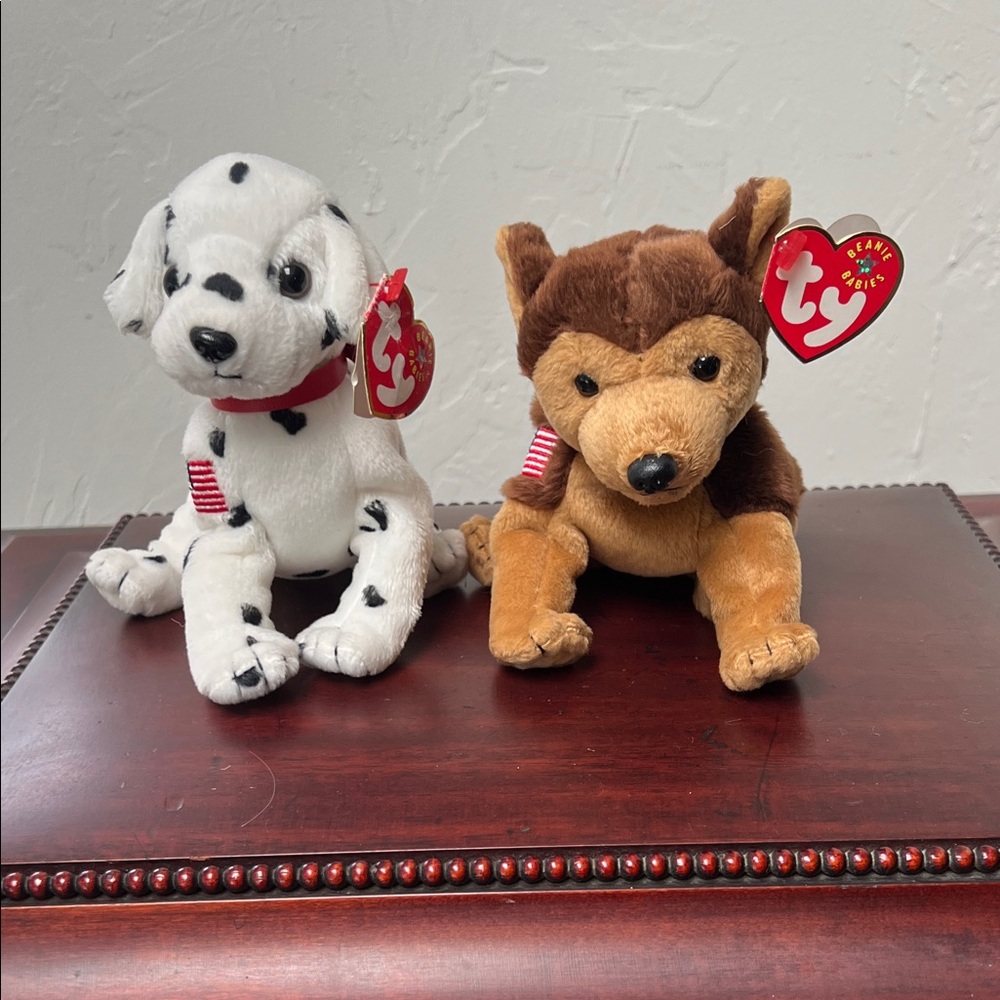 Ty Dalmatian “Rescue” and Brown German Shepherd “Courage” Plush Pair
